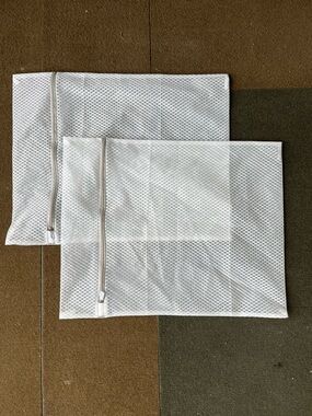 White Mesh Laundry Bags with Zippers (Set of Two)